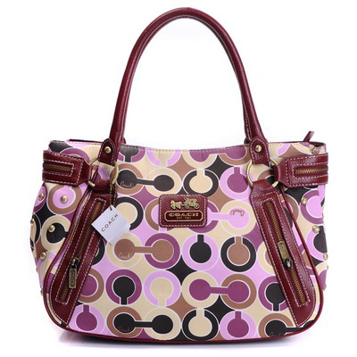 COACH COLETTE LEATHER OP ART TOTE PINK